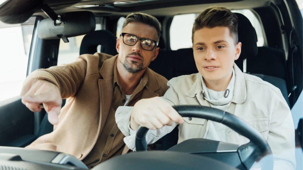 driving car with father