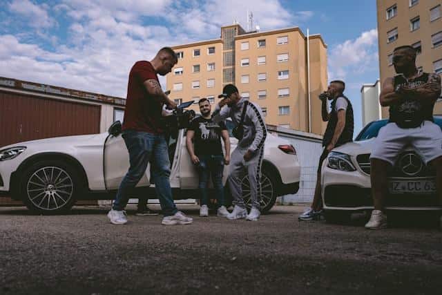 A group of gaseri — Serbian Gen Z Slang for young people who love showing off an expensive and dangerous lifestyle.
