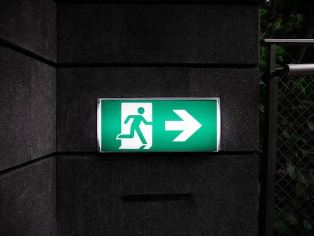An emergency exit sign.