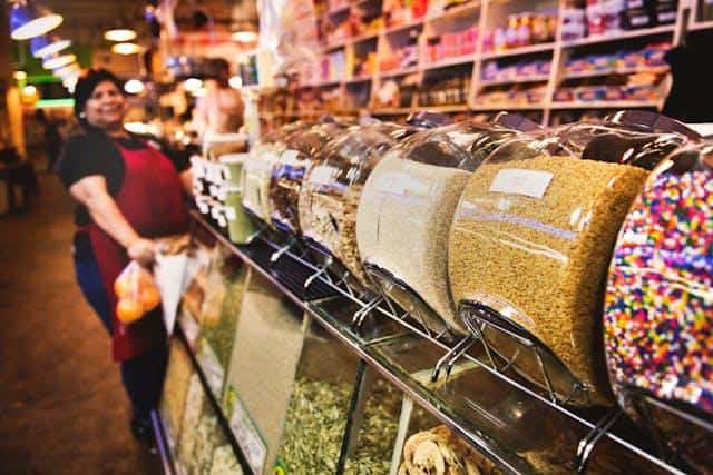 Assorted sweets and healthful treats at a Serbian shop.