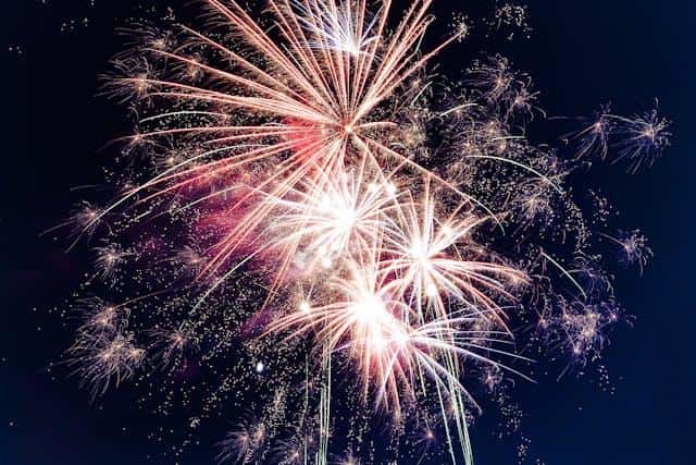Fireworks against the night sky.