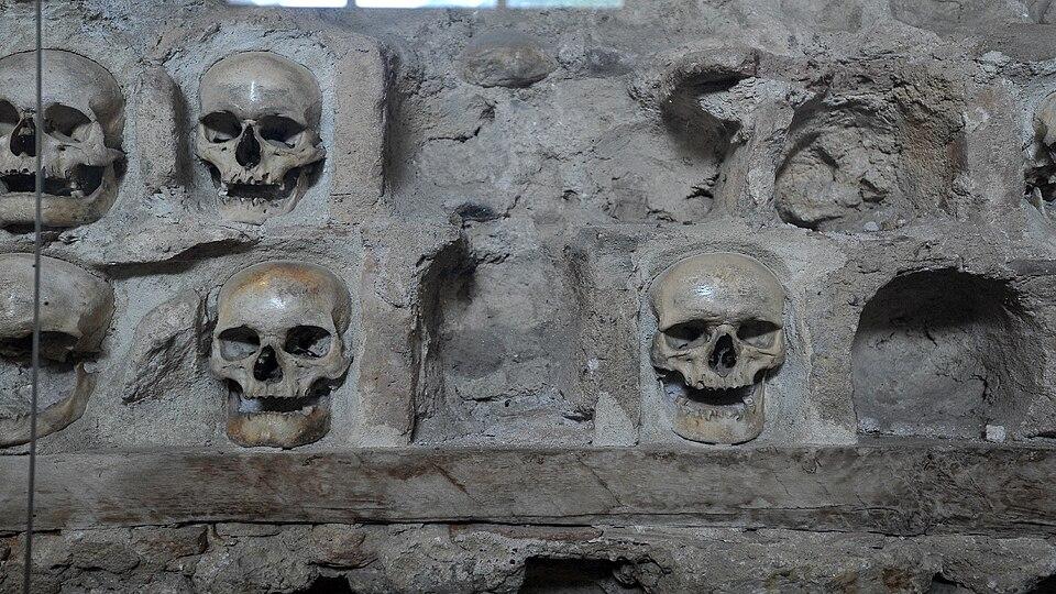 A tower made of skulls in Serbia.