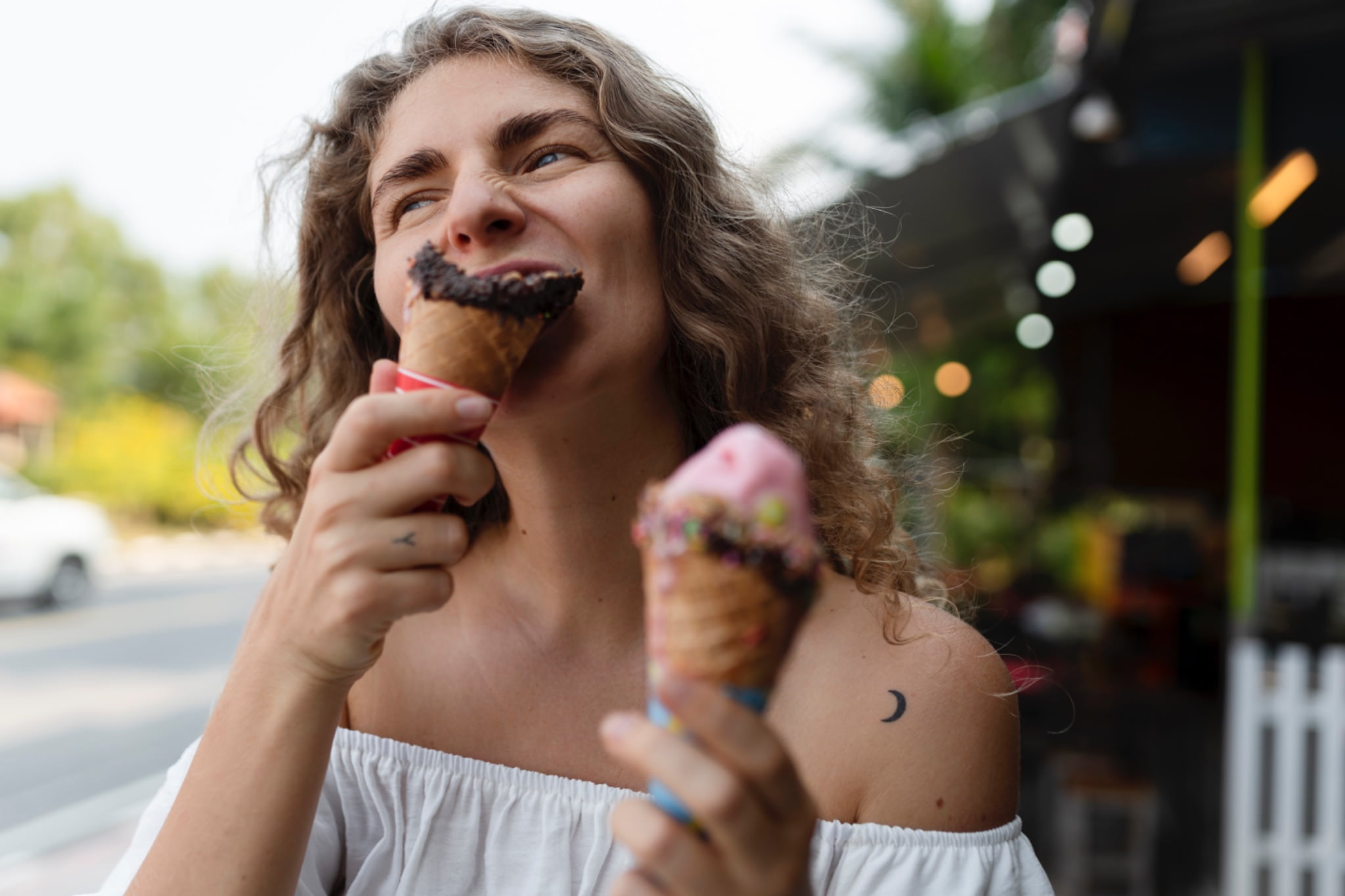 Serbian girl eating an ice cream